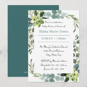 Turquoise Boeket Frame - Baby Shower Uitnodiging