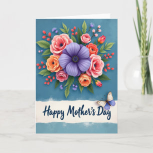 Turquoise Boeket Moederdag kaart