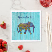 Turquoise Bohemian Elephant Paper Napkins Servet (Insitu)