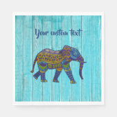 Turquoise Bohemian Elephant Paper Napkins Servet (Voorkant)