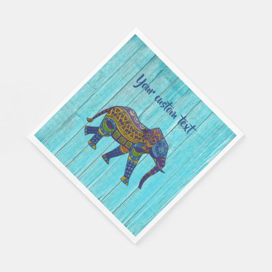 Turquoise Bohemian Elephant Paper Napkins Servet (Hoek)