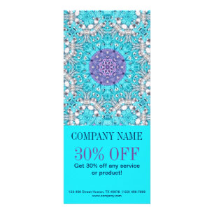 turquoise bohemian henna Pattern Yoga Instructor Reclamekaart