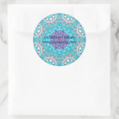 turquoise bohemian henna Pattern Yoga Instructor Ronde Sticker (Tas)