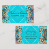 turquoise bohemian henna Pattern Yoga Instructor Visitekaartje (Voorkant / Achterkant)