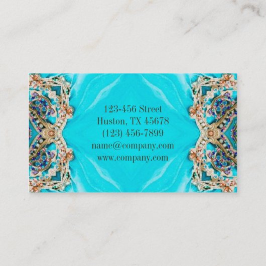 turquoise bohemian henna Pattern Yoga Instructor Visitekaartje (Achterkant)