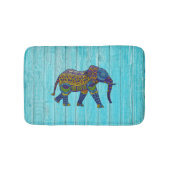 Turquoise Bohemian Mosaic Elephant Bath Mat (Voorkant)
