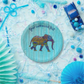 Turquoise Bohemian Mosaic Elephant Paper Borden Papieren Bordje (Feest)