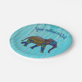 Turquoise Bohemian Mosaic Elephant Paper Borden Papieren Bordje (Gekanteld)