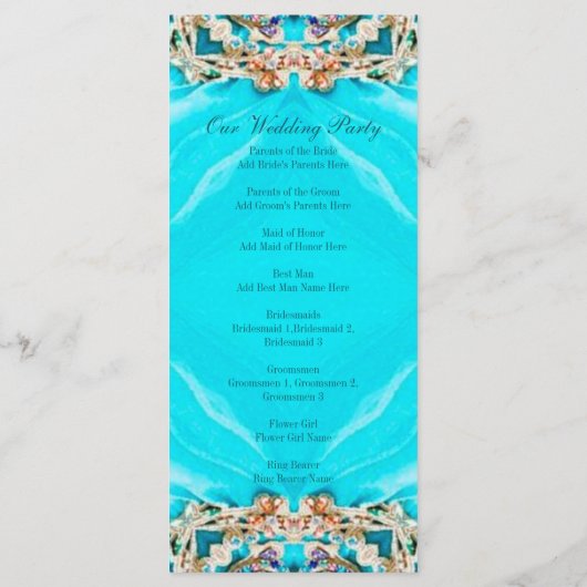  turquoise bohemian trouwprogramma's programmakaart (Achterkant)