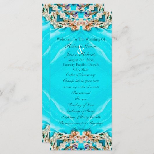  turquoise bohemian trouwprogramma's programmakaart (Voorkant / Achterkant)