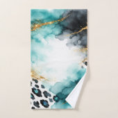 Turquoise Boho Dierprint, Goud Agaat Goud Blauw Bad Handdoek (Handdoek)