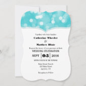 Turquoise Bokeh Glitter Lights Wedding Invites Kaart (Voorkant)