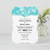Turquoise Bokeh Glitter Lights Wedding Invites Kaart (Staand voorkant)