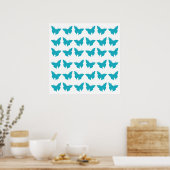 Turquoise Bold Butterflies Poster (Keuken)