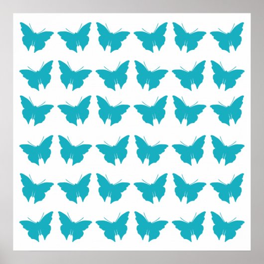 Turquoise Bold Butterflies Poster (Voorkant)