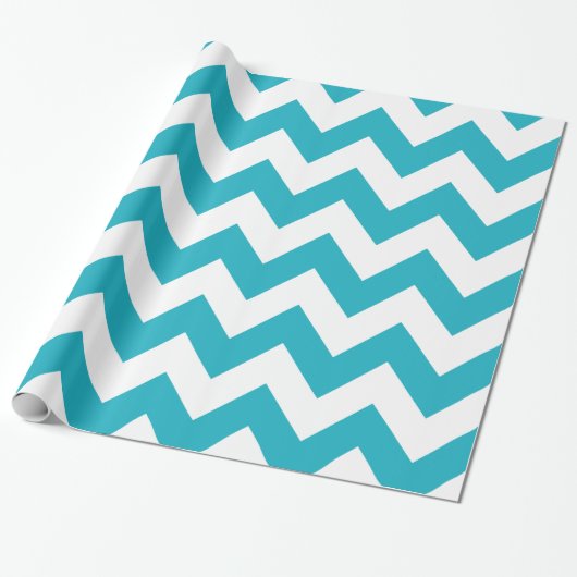 Turquoise Bold Chevron Cadeaupapier (Uitgerold)