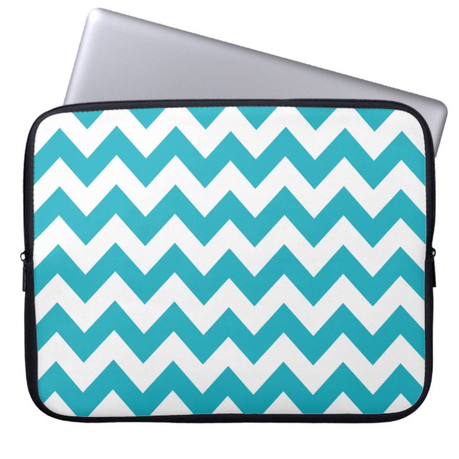 Turquoise Bold Chevron Laptop Sleeve (Voorkant)