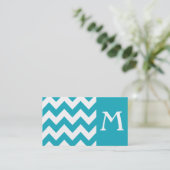 Turquoise Bold Chevron Monogram Visitekaartje (Staand voorkant)