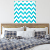 Turquoise Bold Chevron op Emporio Moffa Canvas Afdruk (Insitu (Slaapkamer))