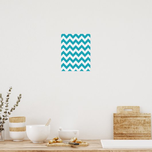 Turquoise Bold Chevron Poster (Keuken)