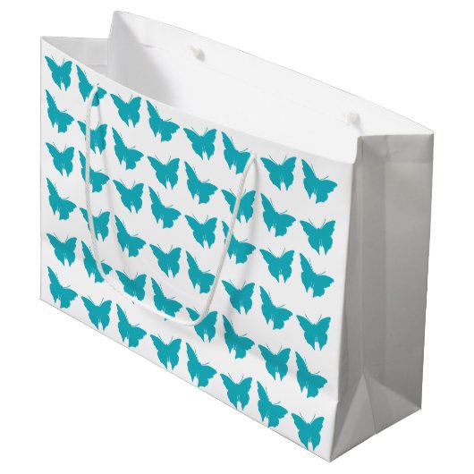 Turquoise Bold Mod Butterflies Groot Cadeauzakje (Voorkant Gekanteld)