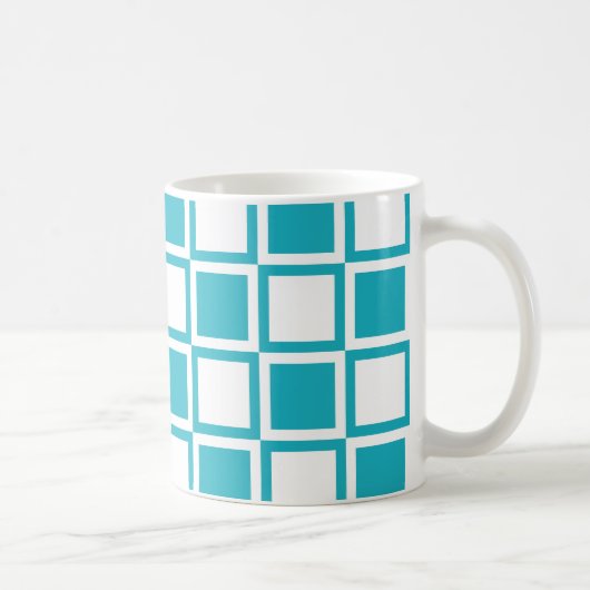 Turquoise Bold Mod Squares Koffiemok (Rechts)