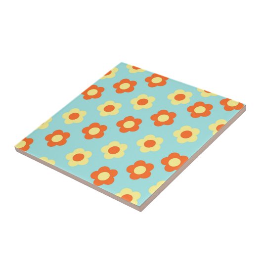 Turquoise Bold Y2K Wildflower Levendige Spring Dec Tegeltje (Zijkant)
