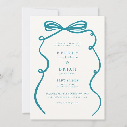 Turquoise Boog Frame Bruiloft Kaart (Voorkant)