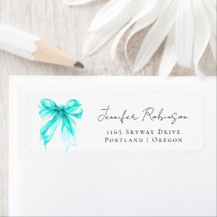 Turquoise Boog Kokette Script Sweet 16 Feestje  Etiket