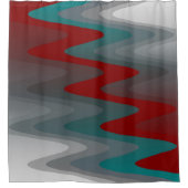 turquoise bordeauxgrijs golven douchegordijn (Voorkant)