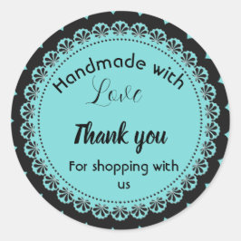 Turquoise border design business stickers