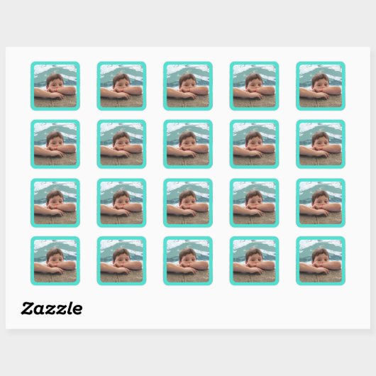 Turquoise Border Foto Sticker (Vel)