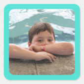Turquoise Border Foto Sticker (Voorkant)