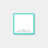 Turquoise Border & Heart with Love of Name Post-it® Notes (Voorkant)