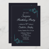 Turquoise Border Surprise 18e verjaardagsfeestje Kaart (Voorkant / Achterkant)