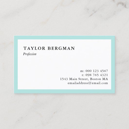 Turquoise Border Your Logo minimalist Visitekaartje (Achterkant)