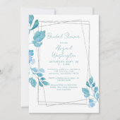 Turquoise botanische blad bruiloft feest kaart (Voorkant)