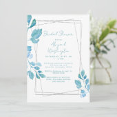 Turquoise botanische blad bruiloft feest kaart (Staand voorkant)