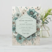 Turquoise Botanische Droom Huwelijk Kaart (Staand voorkant)