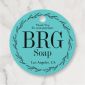 Turquoise Botanische Monogram Dank u aankoop Bedankjes Labels (Voorkant)