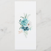 Turquoise Botanische Trouwmenu Kaart (Achterkant)