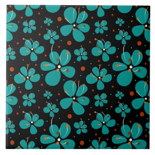 Turquoise boterbloem tegeltje (Voorkant)