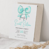 Turquoise Bow Coquette Schattige Script Sweet 16 Kaart