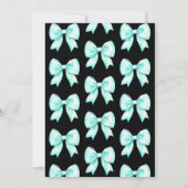 Turquoise Bow Coquette Script Sweet 16 Black Kaart (Achterkant)