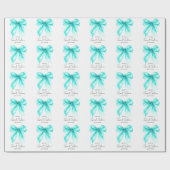 Turquoise Bow Coquette Script Sweet 16 Party Cadeaupapier (Vlak)