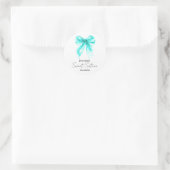Turquoise Bow Coquette Script Sweet 16 Party Ronde Sticker (Tas)