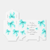 Turquoise Bow Coquette Script Sweet 16 Thank You  Bedankdoosjes (Uitgevouwen)