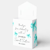 Turquoise Bow Coquette Script Sweet 16 Thank You  Bedankdoosjes (Geopend)