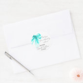 Turquoise Bow Coquette Script Sweet 16 Thank You  Ronde Sticker (Envelop)