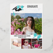 Turquoise Bow Foto's Folie schetst Afstuderen Uitnodiging (Voorkant)